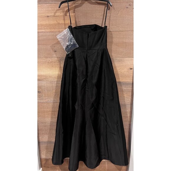 Alfred Sung Black Strapless Satin Gown maxi dress size 6 Reg NWOT - Picture 6 of 10